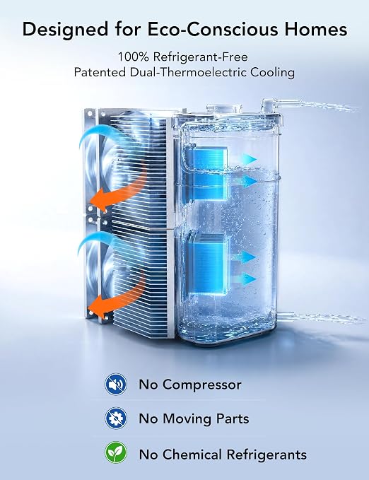Leysern Cold Countertop Reverse Osmosis Water Filter, No Installation | 7-Stage RO Filtration with UV, Dual-Thermoelectric Cooling, Water Purifier with TDS Monitor, NSF 372 Certified, Black