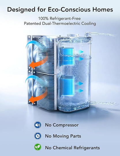 Leysern Cold Countertop Reverse Osmosis Water Filter, No Installation | 7-Stage RO Filtration with UV, Dual-Thermoelectric Cooling, Water Purifier with TDS Monitor, NSF 372 Certified, Black