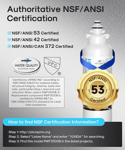 ICEPURE PLUS 46-9490 NSF/ANSI 53 & 42 Certified Refrigerator Water Filter, Remove Lead, Replacement for LG LT800P, ADQ73613401, ADQ73613408, ADQ75795104, LMXS30776S, LSXS26366D, Kenmore 9490, 2PACK