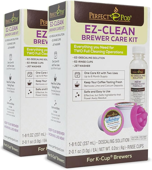 PERFECT POD Single-Serve Coffee Machine Descaler (2 Pack, 2 Uses Per Pack) - Universal Compatibility - works with 1-Stream and Multi-Stream (5-Stream) Brewers from Keurig & other brands.