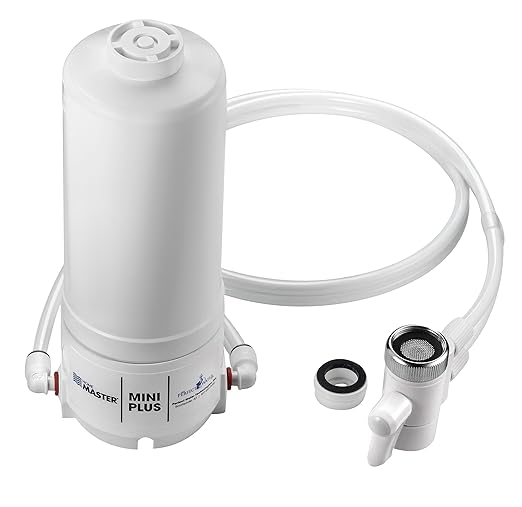 Home Master HM-MINI-Plus Countertop Faucet Filter, 750 Gallons Replaceable Filter, 1 Micron Absolute, NSF Certified Filter, Removes Lead, Chlorine, Chemicals, VOCs, TTHMs & More, Made in USA