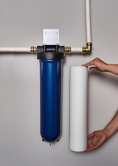GE Heavy Duty Whole House Water Filtration System & Filter | Reduces Sediment, Rust & More | Install Kit & Accessories Included | GXWH60T, FXWPT