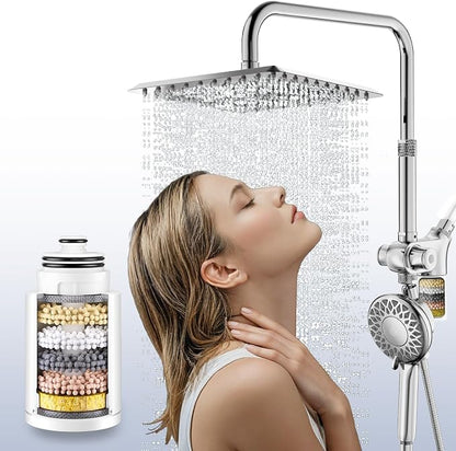 SINGSUO 2-Pack KDF Shower Head Filter Replacement Cartridge, Multi-Stage Showerhead Filter Refill Cartridge for Hard Water, Shower Head Cartridge to Remove Chlorine, Heavy Metals & Impurities