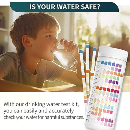 EASYTEST 20 in 1 Drinking Water Test Kit - Well Water Testing Kit - Water Test Strip for House Water for pH, Hardness, Chlorine, Lead, Iron, Bacteria & More