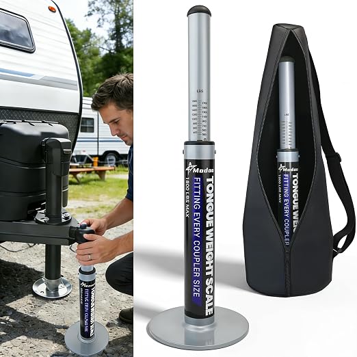 Rv Trailer Tongue Weight Scale 1800 Lb, 6.3" Large Stability Base Tongue Weight Scale for Travel Trailers Rv Campers & Boat, Fatigue-Resistant Spring System, Minimal Recalibration, (With Portable Bag)