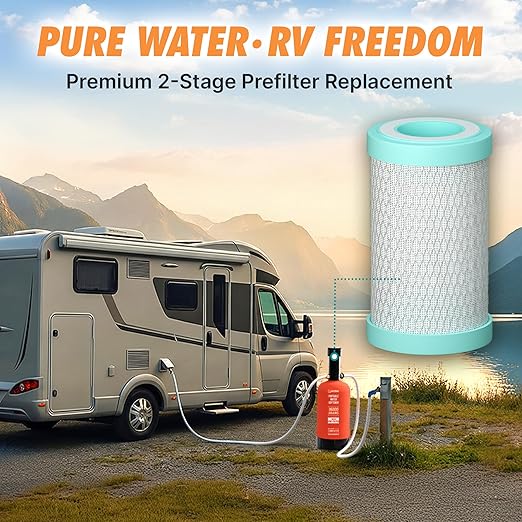 RV Water Softener Prefilter Replacement - 5-Micron, 2-Stage Filtration with Coconut Shell Carbon Block