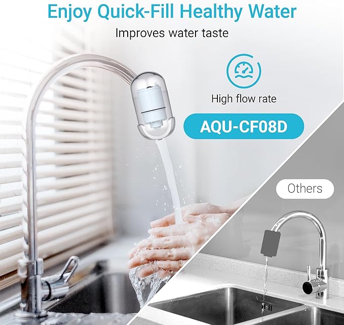 [Alkaline] AQUA CREST CF08D Faucet Filter, Compatible with All PUR® Plus Water Filter, PUR® Plus RF9999® Faucet Water Filter, 6-Month, 900-Gallon, 3 Pack