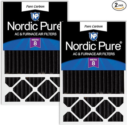 Nordic Pure 16x25x5 (Actual Size: 15 3/4 x 24 3/4 x 4 3/8) Honeywell/Lennox Replacement Odor Reduction Merv 8 Filter 2 PK