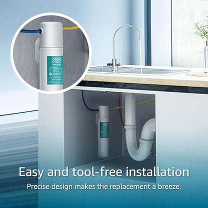 AQUA CREST FQK1R, GXULQR Under Sink Water Filter, Replacement for GE FQK1R, GXULQR, Compatible with GE GXK140TNN and GXULQK systems, NSF/ANSI 42 372, 2K Gallons, Reduces Lead, Chlorine