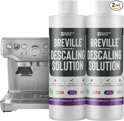 Essential Values Descaling Solution Compatible with Breville, Coffee Pot Cleaner, Descaler Specially Formulated for Breville Coffee Machines,12 Month Supply, 2-Pack
