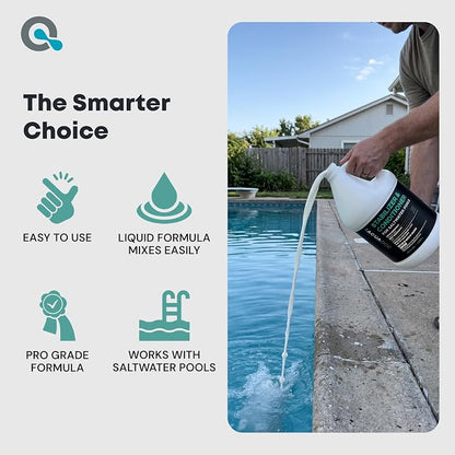 AquaDoc Saltwater Pool Stabilizer and Conditioner - 128 oz - Liquid Cyanuric Acid Stabilizer for Saltwater Swimming Pools to Reduce Chlorine Loss from Sunlight - Made in the USA
