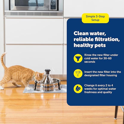 PetSafe Drinkwell 360 Fountain Carbon Filters - Supports Hydration - Coconut Shell Carbon - Clean Water Solution - Fits Drinkwell Stainless Multi-Pet & Plastic 360 Fountains - 3 Pack