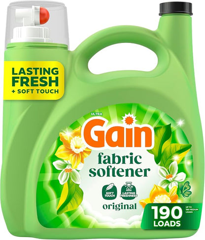 Gain, Liquid Laundry Fabric Softener, Laundry Conditioner, Long Lasting Scent, Softens, Freshness, Helps with Static & Wrinkles, Original Scent, 140 fl oz (Packaging May Vary)