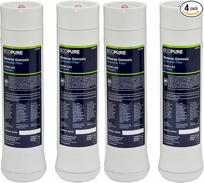 EcoPure Reverse Osmosis Under Sink Replacement Water Filter Set (ECOROF) | NSF Certified | Fits ECOP30 System | 6-Month Filter Life (Pack of 2)