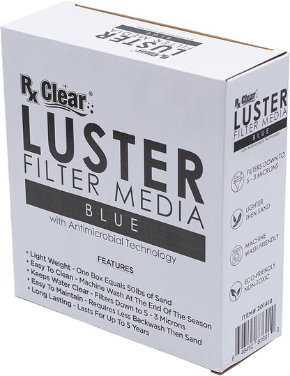 Rx Clear Blue Luster Filter Media for Swimming Pool Sand Filters | Alternative to Sand and Filter Glass | Specialty Technology Helps Keep Pools Clean | Lasts for Several Seasons | Individual Pack
