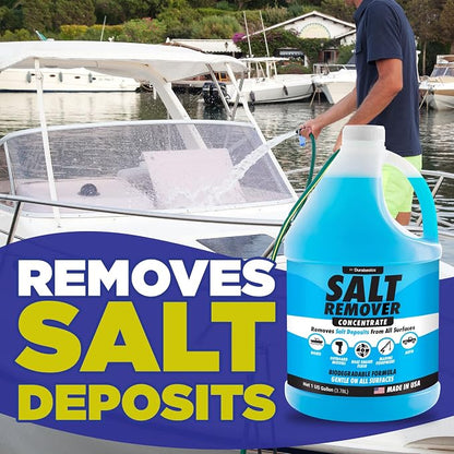 [1 Gallon] Salt Remover Concentrate - Marine Engine Flush for Boats - Perfect for Outboard Motor Flush & Washing Salt Deposits - Remove Salt Deposits for Autos