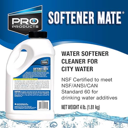 Pro Products Softener Mate, Whole House Water Softener System Cleaner, Removes Limited Iron, Manganese, Silt, Metal, and Organic Compounds that Cause Inefficiencies, 4 Lbs