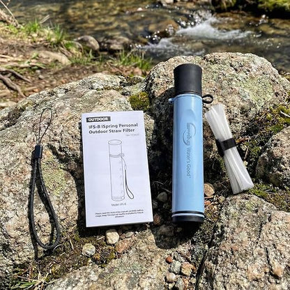 iSpring IFS-B Water Filter Straw, Washable & Reusable Filter Element, Electro-Adsorption&Carbon Block, Removes Microorganisms & Lead, SGS-Tested Portable Purifier for Camping, Hiking & Emergency