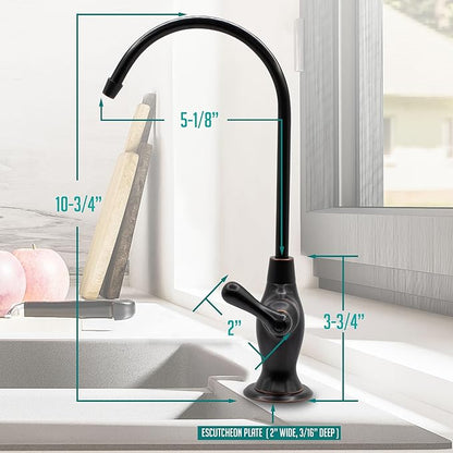Metpure Non-airgap NSF Certified RO Faucet Reverse Osmosis Drinking Water Filtration System Water Dispenser Spout (Dark Oil Rubbed Bronze). Vase Style with Faucet Wrench.