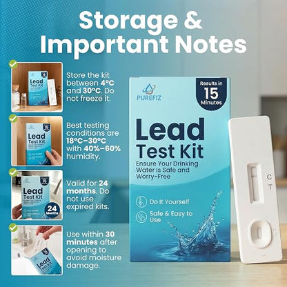 Lead Test Kit for Drinking Water – Lab-Grade Accuracy with Results in 15 Minutes – Easy DIY Test for Tap, Well & Spring Water – Detects Harmful Lead Contamination – Single Use Cassette