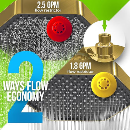 AquaHomeGroup Luxury Filtered Shower Head Set - 20 Stage Filter Reduces Chlorine, Heavy Metals and Sediment - Vitamin C E and A - Brushed Gold