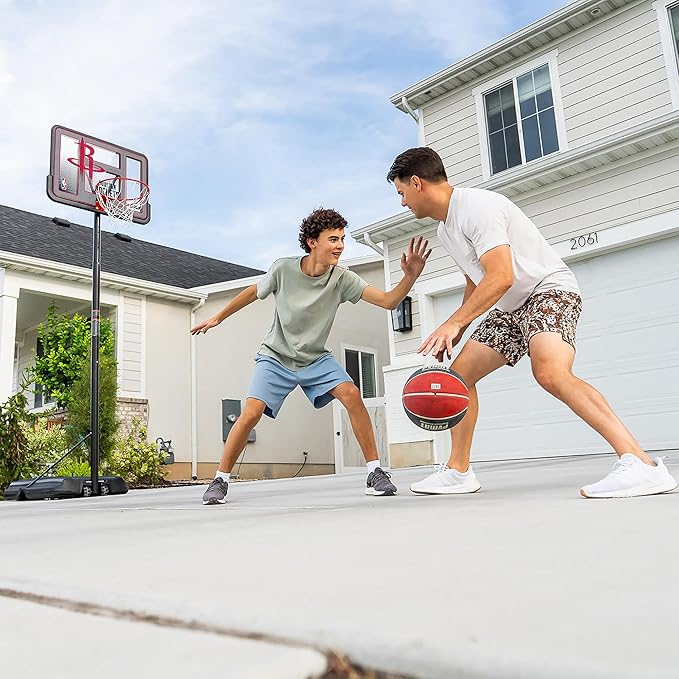 Lifetime NBA Houston Rockets Portable Basketball Hoop, Adjustable Height 7.5-10 Ft, 44 Inch Shatterproof Fusion Backboard, Base with Wheels