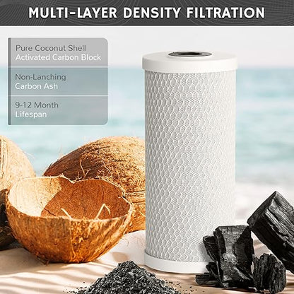 Airthereal Whole House Water Filter Housing, 10" x 4.5" Sediment Carbon Cartridge Universal Housing, Pre-Filtration System for Well and City Water with 1" NPT Port and Include 1-Pack CTO Filter