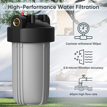 4-Stage Whole House Salt-Free Water Softener Alternative, Scale Prevention Water Filter with 3/4" Metal Ports, Compact 25K Gallons Capacity for Chlorine, Iron, Manganese, Sediment, Taste & Odor