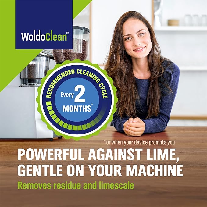 WoldoClean Descaling Solution for Coffee & Espresso Machines 25.6 Fl Oz - compatible with Keurig, Nespresso, Breville, Ninja, Nespresso, Delonghi, Reusable Formula with Color Indicator