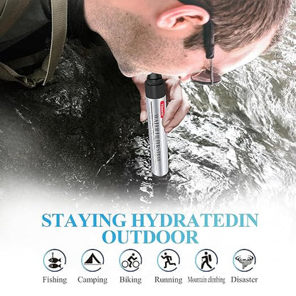 Timain 4 Pack Mini Water Filter Straws,Water Purifier Survival for Emergency Preparedness,Break Glass,Travel,Camping, Hiking,Fishing,Hunting (4)