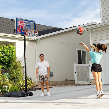 Lifetime NBA Detroit Pistons Portable Basketball Hoop, Adjustable Height 7.5-10 Ft, 44 Inch Shatterproof Fusion Backboard, Base with Wheels
