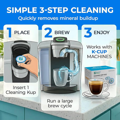 Essential Values Cleaning Pods, Compatible with Keurig, Descaling Solution 10-Pack, Descaler for Keurig Coffee Machines, Pot Kit, Coffee Maker Cleaner Filter Pods