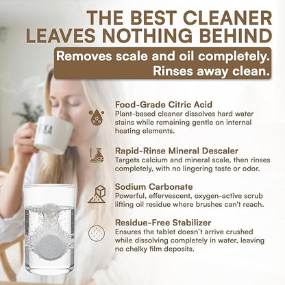 Coffee Maker Cleaner and Descaler Tablets 24-Pack, Residue-free, Compatible with Nespresso, Ninja, Multi-cup, Single-serve, Delonghi, Espresso Machine, Keurig, Coffee Pot Cleaner Cleaning Tabs