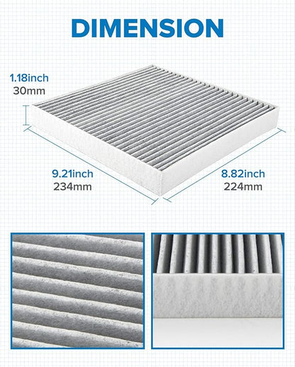 PHILTOP Cabin Air Filter w/Activated Carbon, Compatible with CF10134 Honda Civic, CR-V, Accord, Pilot, Odyssey, Passport, Ridgeline, Accord Crosstour, Crosstour, Acura MDX, RDX, TLX, TL, TSX, ILX, RL