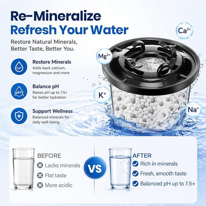 4 Pack Remineralization Water Filters Replacement, Compatible with Bluevua RO100ROPOT and RO100ROPOT(UV) Systems, Alkaline for Reverse Osmosis Filter, Remineralize and Increase pH