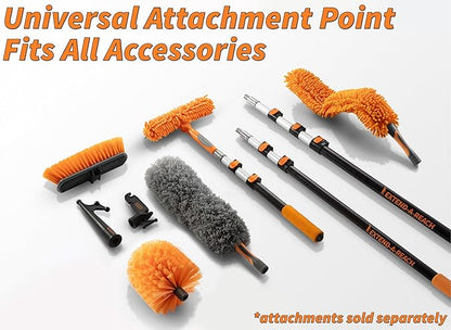 5-18 ft Water Fed Pole Window Cleaning System // Professional Telescopic Solar Panel Cleaning Equipment // Water Fed Brush with Upper Rinse Bar, 10" Squeegee, Water Filter, Soap Dispenser & Water Hose