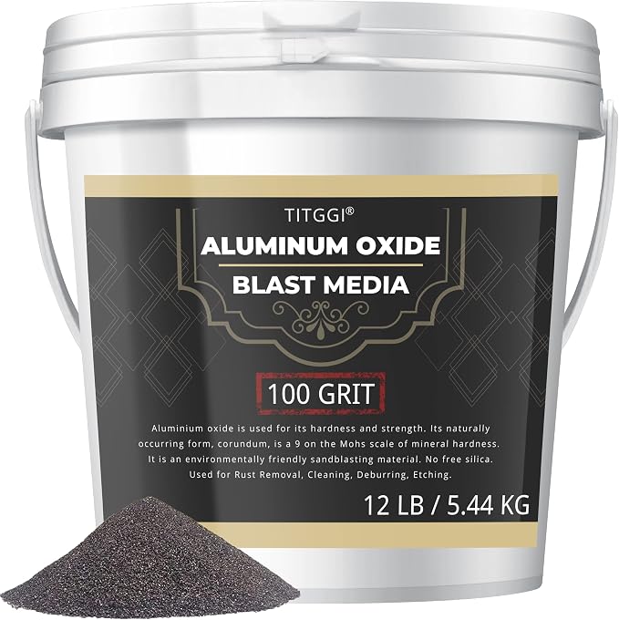 TITGGI 100 Grit Aluminum Oxide Blast Media for Sandblasting, 12 lb | Rust and Paint Removal, Uniform Matte Finish, Metal Surface Preparation Before Painting, Coating or Refinishing