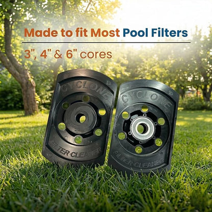 CYCLONE FILTER CLEANER – Patented Hose-Powered Spinning Pool Cartridge Filter Cleaning Tool with Stand & Spray Wand – Cleans 5X Faster – Fits 3”, 4”, 6” ID Filters