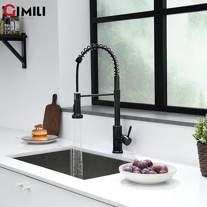GIMILI Oil Rubbed Bronze Kitchen Faucet with Pull Down Sprayer Single Hole Stainless Steel Sink Faucet, Suitable for Farmhouses, RV, Laundry Room, Outdoor, and Campers. Llave para fregadero de cocina