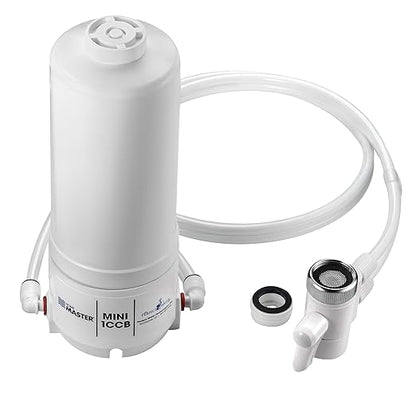 Home Master HM-MINI-1CCB Countertop Faucet Filter, 1500 Gallons Replaceable Filter, 1-Micron Absolute, Powerful Catalytic Carbon, Removes Chloramines, Chlorine, Chemicals, VOCs & More, Made in USA