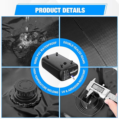 Nilight 63Gal/240L Water Storage Bladder RV Potable Water Bladder Tank Camping 1000D PVC Foldable Collapsible Water Storage Containers for Truck Bed Carrier Garden Irrigation Emergency Water Use Black