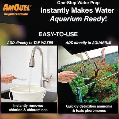 Kordon AmQuel One-Step Aquarium Water Conditioner - Removes Chlorine & Chloramines Fast, Detoxifies Ammonia, for Freshwater & Saltwater Aquariums, 1-Gallon