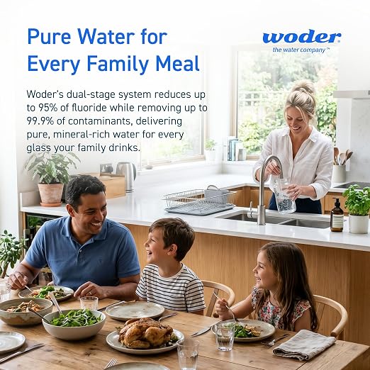 Dual Stage Inline Water Filter, Up to 95% Fluoride Removal, John Guest Fittings, Removes PFAS, Lead & Chlorine, Keeps Essential Minerals, WQA Certified, US Made