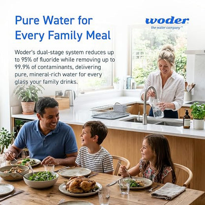 Dual Stage Inline Water Filter, Up to 95% Fluoride Removal, John Guest Fittings, Removes PFAS, Lead & Chlorine, Keeps Essential Minerals, WQA Certified, US Made