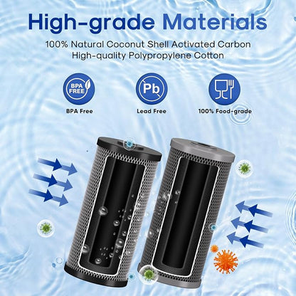 ICEPURE 2-Stage 10" x 4.5" Whole House Carbon Water Filter Set, Activated Carbon and Lead Remove Cartridge Replacement for WFHDC8001, CB-BB-10, FXHTC, GXWH40L, GXWH35F, Pack of 1
