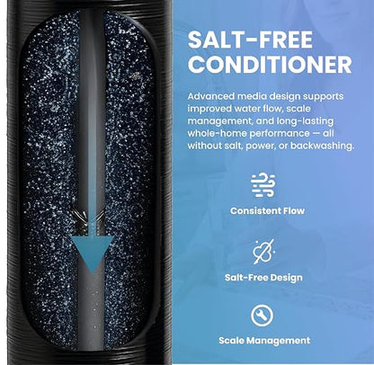 LiquaGen Salt-Free Water Conditioner with Carbon/KDF Pre-Filter | Whole House Anti-Scale System | Reduces Mineral Build-Up | Eco-Friendly, Low Maintenance Water Softener Alternative (12 GPM)