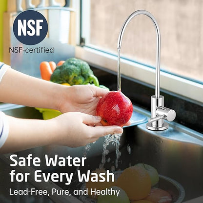 KES Water Filter Faucet for Kitchen Sink Reverse Osmosis Faucet Non-Air-Gap Drinking Water Faucet SUS304 Stainless Steel Polished Chrome, Z504CLFF18-CH