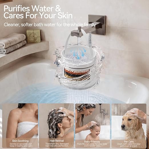 JDO Bath Filter for Tub Faucet - 3000 Gallon Bathtub Water Filter, Hard Water Softener to Remove Chlorine and Heavy Metals, Chrome
