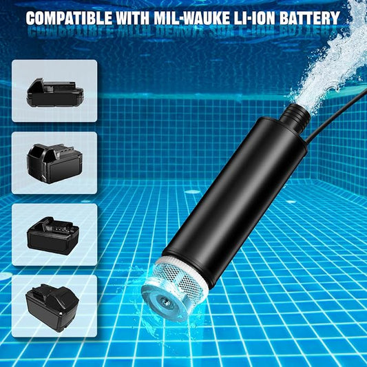 Mini Water Pump Compatible with Milwaukee M18 Battery, 500GPH Portable Sump Pump with Sediment Filters, for Pool Draining, Garden, Pond, Deep Well (Tool Only)