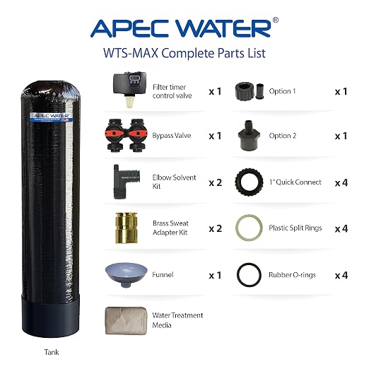 APEC Water Systems WTS-MAX-20-FG Flagship Whole House Water Filter System with Electronic Control Valve, Removes Chlorine, Chloramine, Hydrogen Sulfide and More, Up to 1,000K Gallon